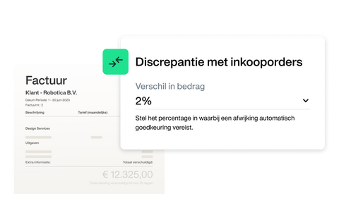 Illustratie die laat zien hoe de automatisering van het vergelijken van facturen en inkooporders werkt